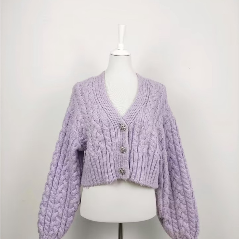 Zara Lavender Cable Knit Sweater - Picture 2 of 3